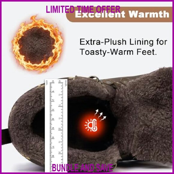 Women's Zero Drop Barefoot Hiking Boots Waterproof Snow Boots Slip On - Picture 5 of 8